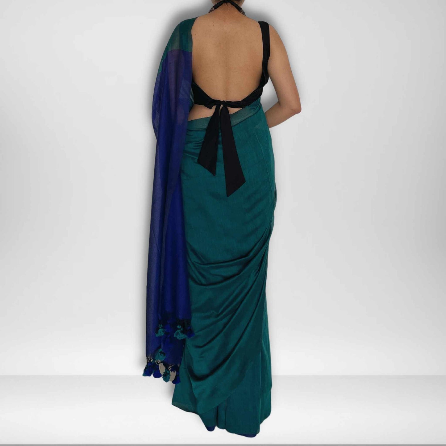 Neelambari, Blue and Green Khadi Saree by Shobhangini, Khadi Saree, Cotton Saree