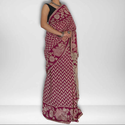 Sachi, Pink and Cream Mul Cotton Saree with Kalamkari Print by Shobhangini, Kalamkari Saree, Cotton Saree
