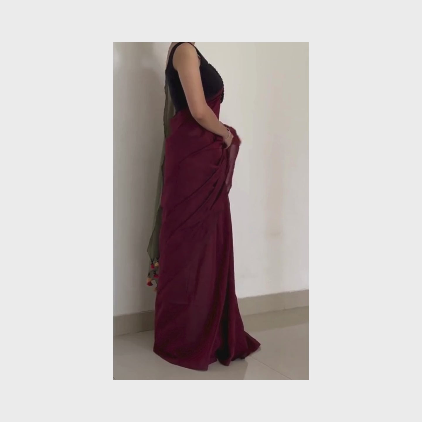 Gia, Red and Mehendi Green Khadi Saree by Shobhangini, Khadi Saree, Cotton Saree